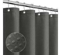 Gibelle Cortina de Ducha pequeña de 36 x 72 Pulgadas, Tela Texturizada de Punto gofre Estrecho para baño, Repelente al Agua, Lavable a máquina, Color Gris carbón