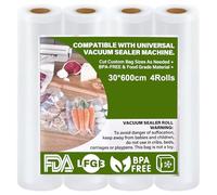 GIBOHOM 4 Rollos Bolsas Vacio Alimentos 30 x 600 cm, Gofradas Bolsas Envasar al Vacio Alimentos 150µm BPA Free, Antidesgarro, Rollos Envasadora al Vacio para Envasadora al Vacío e Sous Vide