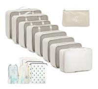 GIBOHOM Organizador Maleta, 15 Piezas Bolsas Organizadoras Maleta, Impermeables Packing Cubes Resistentes al Desgarro, Organizador de Maletas para Guardar Ropa Mientras Viaje y en Casa, Beige