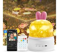 GIBOHOM Proyector Estrellas Infantil, 360° Rotación USB Recargable Luz Nocturna Infantil 80 Modos con 8 Músicas, Bluetooth Proyector Bebe Regalos para Bebes con Control Remoto Temporizador