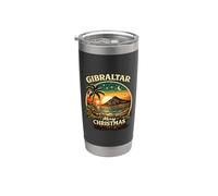 Gibraltar Feliz Navidad Retro Holiday Design Vaso térmico de acero inoxidable de doble pared