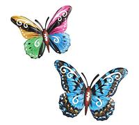 Gibsob 2 piezas mariposa decoración jardín mariposa mariposa decoración pared hierro mariposa mariposa colgante decoración pared para jardín, dormitorio, sala de estar, balcón al aire libre, interior,