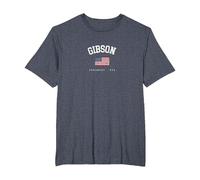 Gibson AR - Bandera Americana, Retro, diseño de Estados Unidos Camiseta, Hombre Tallas Grandes, Azul Jaspeado, 6X Alto