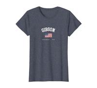 Gibson AR - Bandera Americana, Retro, diseño de Estados Unidos Camiseta, Mujer, Azul Jaspeado, XL