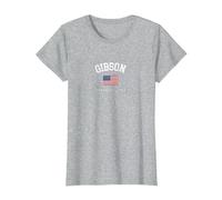 Gibson AR - Bandera Americana, Retro, diseño de Estados Unidos Camiseta, Mujer, Gris Jaspeado, XL
