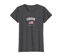 Gibson AR - Bandera Americana, Retro, diseño de Estados Unidos Camiseta, Mujer, Jaspeado Oscuro, 3XL