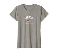 Gibson AR - Bandera Americana, Retro, diseño de Estados Unidos Camiseta, Mujer, Pizarra, XL