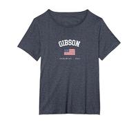 Gibson AR - Bandera Americana, Retro, diseño de Estados Unidos Camiseta, Mujer Tallas Grandes, Azul Jaspeado, 2XL Grande