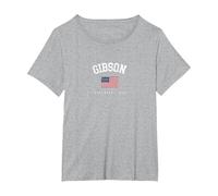 Gibson AR - Bandera Americana, Retro, diseño de Estados Unidos Camiseta, Mujer Tallas Grandes, Gris Jaspeado, 2XL Grande