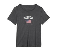 Gibson AR - Bandera Americana, Retro, diseño de Estados Unidos Camiseta, Mujer Tallas Grandes, Jaspeado Oscuro, 3XL Grande