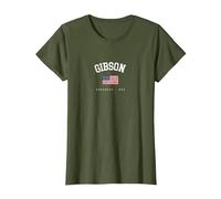 Gibson AR - Bandera Americana, Retro, diseño de Estados Unidos Camiseta, Mujer, Verde Oliva, 3XL