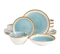 Gibson Elite, Vajilla de 16 piezas Elite Mayfair Bay con relieves, azul