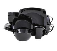 Gibson Elite, Vajilla de 16 piezas Soho Lounge Square, negro