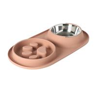 Gibson Home Curious Canines - Juego de Cuencos de alimentación Lenta para Perros, Cuenco Doble en Forma de Hueso de 16 Pulgadas, Base de Silicona con Inserto de Acero Inoxidable, alimentación