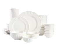 Gibson Home Gracious Dining Gourmet Expressions - Vajilla de porcelana en relieve de 40 piezas