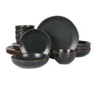Gibson Home Hazeltine - Juego de vajilla de cerámica de cerámica de 16 piezas, color negro
