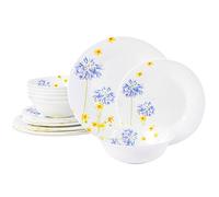 Gibson Home Juego de vajilla ultra resistente a roturas y astillas, redondo: servicio para 6 (18 piezas), azul floral