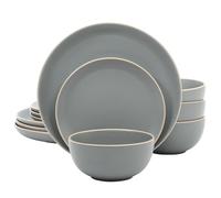Gibson Home, Vajilla de 12 piezas Rockaway, gris