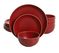 Gibson Home, Vajilla de 12 piezas Rockaway, rojo
