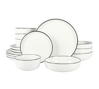 Gibson Home - Vajilla de Porcelana de 16 Piezas con Borde Negro