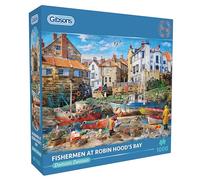 Gibsons Fishermen at Robin Hood's Bay - Rompecabezas de 1000 piezas para adultos - Arte de Dominic Davison North Yorkshire Coast - Rompecabezas sostenible premium fabricado en Reino Unido/UE