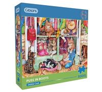 Gibsons Rompecabezas de Gato con Botas 500XL para Adultos - Piezas Extra Grandes de fácil manejo - Lindos Gatos en Armario de Zapatos de Debbie Cook - Regalo para Amantes de los felinos - Premium