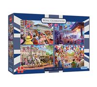 Gibsons- Royal Celebrations Platinum 4 x 500 Piezas Jubileo de la Reina | Rompecabezas sostenible para Adultos | Tablero 100% Reciclado Premium Games, Multicolor (GIBG5061)