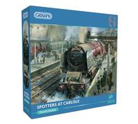 Gibsons Spotters at Carlisle - Rompecabezas de 1000 piezas para adultos - Escena de tren de vapor Royal Scot por David Noble - Arte clásico del patrimonio ferroviario - Rompecabezas sostenible de