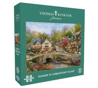 Gibsons Summer in Cobblestone Village - Rompecabezas de 1000 piezas - Hermosa obra de arte tradicional de campo - Colección Thomas Kinkade - Rompecabezas sostenible premium fabricado en el Reino Unido