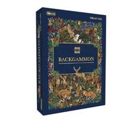 Gibsons The Art File Backgammon - Juego de mesa de madera de lujo con diseño de bosque, para 2 jugadores, a partir de 6 años, juego de estrategia clásico con dados y damas, regalo británico premium