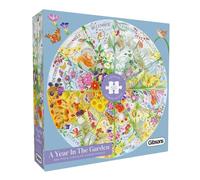 Un año en el jardín Círculo | Rompecabezas circular de 500 piezas | Puzle de año natural | Puzle sostenible para adultos | Almohadilla premium 100% reciclada | Gran regalo para adultos | Gibsons Games