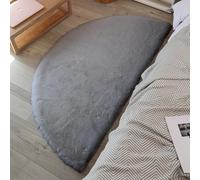 GIBZ Alfombra de Felpa Semicircular, Suave Gruesa y Peluda, Alfombras de Pelo Largo, para Entrada Dormitorio, Gris, 80x160cm