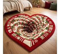 GIBZ Alfombra Navideñas 3D de Felpudo de Felpa con Ilusión Óptica 100x100cm | Alfombrilla Redonda Lavable de Pelo Corto para Decoración del Hogar y Fiestas Absorbente para Dormitorio y Sala de Estar