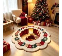 GIBZ Alfombra Navideñas 3D de Felpudo de Felpa con Ilusión Óptica 160x160cm | Alfombrilla Redonda Lavable de Pelo Corto para Decoración del Hogar y Fiestas Absorbente para Dormitorio y Sala de Estar
