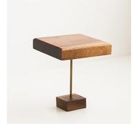 GIBZ Bandeja Decorativa de Madera, Cuadrado Plato Bandeja para Servir con Pie, Decoración Organizador para Mesa, Baño, Cocina, Marrón, 10 x 10 x 12 cm