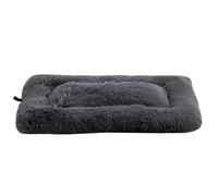 GIBZ Cama Perro Jaula Sólida de Felpa Suave Rectangular No Extraíble Cojín Antideslizante para Mascotas Pequeñas Medianas y Grandes Gris Oscuro 60x40x7cm