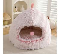 GIBZ Caseta de Peluche para Perro con Inserto Suave, Cojín Cálido para Mascotas, Acogedora Cama Cueva Gato para Dormir, Rosa Claro, 51×51×43cm