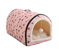 GIBZ Caseta para Perro Impermeable, Cojín Cálido para Mascotas con Inserto Suave, Cama Cueva Plegable Gato para Dormir, Rosa, 55×40×35cm