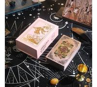 GIBZ Diseño Original Cartas de Tarot, 78 Piezas de Oro Rosa Foil Tarot Deck Set, con Libro Guía y Caja para Principiantes