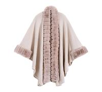 GIBZ Estola de Piel Sintetica Mujer Chal Niñas Poncho Cardigan Bufanda de Pelo Abrigos de Piel para Invierno Boda Fiesta, Beis