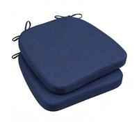 GIBZ Pack 2 Cojines para Silla de Exterior, 41x44x5cm Cojine Sillas Impermeables con Cintas, Almohadillas de Asiento para Jardín, Azul Marino