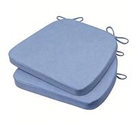 GIBZ Pack 2 Cojines para Silla de Exterior, 41x44x5cm Cojine Sillas Impermeables con Cintas, Almohadillas de Asiento para Jardín, Azul Claro