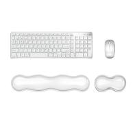 GIBZ Reposamuñecas Teclado Silicona Reposa Muñecas Ratón Ergonómico Antideslizante Transparente para Ordenador de Juegos de Oficina Negro Corto + Largo