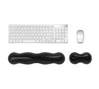 GIBZ Reposamuñecas Teclado Silicona Reposa Muñecas Ratón Ergonómico Antideslizante Transparente para Ordenador de Juegos de Oficina Blanco Corto + Largo