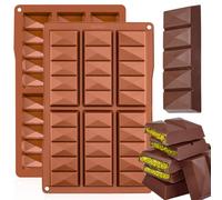 GIcGIeo 2 Pcs Molde Tableta Chocolate Forma Dubai Diamante, Moldes Silicona Barra Chocolate Turron de Grado Alimenticio Profundos para Reposteria y Pasteleria