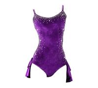 GICIR Vestido De Baile Latino Con Lentejuelas De Terciopelo, Vestido De Competición Profesional For Rumba Y Samba, Personalización(Purple A,3XS)