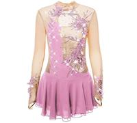 GICIR Vestido De Patinaje Sobre Hielo For Niñas Y Mujeres,Disfraz De Competencia Profesional De Patinaje Artístico Hecho A Mano.(Rosa,4XL)