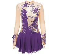 GICIR Vestido De Patinaje Sobre Hielo For Niñas Y Mujeres,Disfraz De Competencia Profesional De Patinaje Artístico Hecho A Mano.(Púrpura,XL)