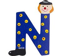 GICO Letras de madera para habitación de los niños, decoración grande para la puerta, payasos divertidos, A-Z, altura aprox. 9 cm, letra de madera 7361 (N)