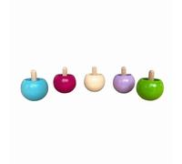 GICO - Peoncillo de madera de contrarrotación, juego de peonzas de pie con 4 colores pastel, 1 natural